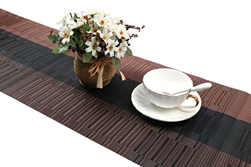 Woven Vinyl Table Runner, 12x54 Inch Non-Slip Washable Dining Mat