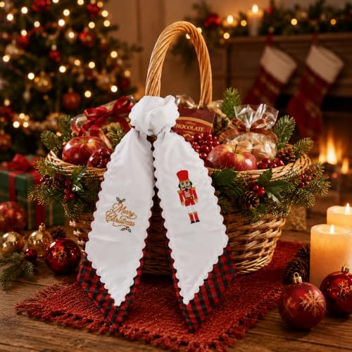 Red Black Plaid Christmas Wreath Sash Set - Rustic Holiday Door Decor