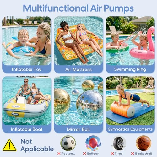 Electric Air Pump for Inflatables - 500W Quick-Fill Inflator/Deflator with 4 Nozzles