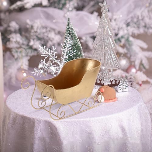 Christmas Sleigh Figurine - Santa Decor, Table Centerpiece, Holiday Decor