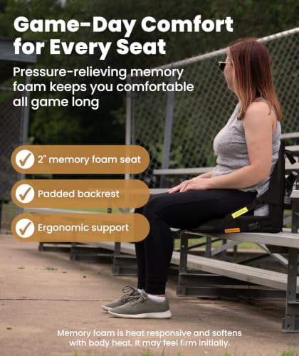 Portable Memory Foam Stadium Seat with Back Support for Bleachers
