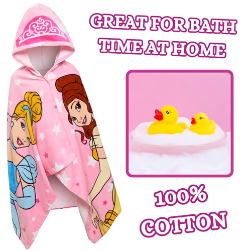 Disney Kids Pink Princess Hooded Towel - Bath & Beach Poncho for Girls