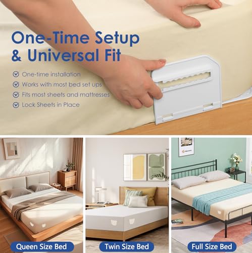 Patented Bed Sheet Holders with Lock System for Fitted Sheets