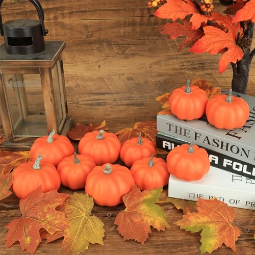 10-Piece Artificial Mini Pumpkin Set for Fall and Thanksgiving Decor