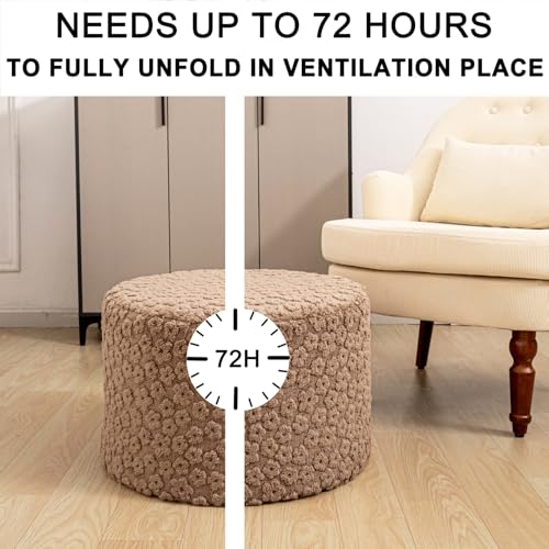 Round Foam Pouf Ottoman 20-inch Footrest for Living Room and Bedroom