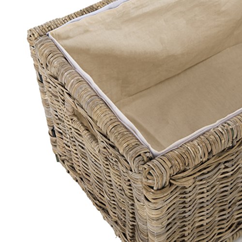 31-Inch Wicker Storage Trunk with Removable Lid - Hand-Woven Rattan Chest