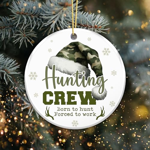 Born to Hunt Ornament – Funny Camouflage Santa Hat Deer Antler Holiday Gift