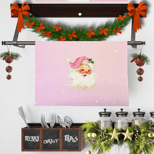 GCFET Santa-02 Pink Christmas Dish Towels 16x24 Inch Kitchen Decor Gift