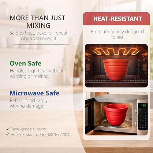 Silicone Bowl Liners for 5-Qt Stand Mixers, 3-Piece Set with Lids