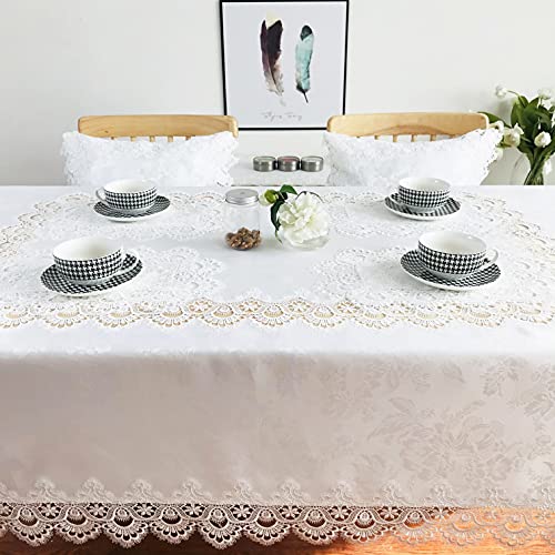 Breksdat Carnation-White Lace Placemats Set of 6 12x18in – Off-White Washable