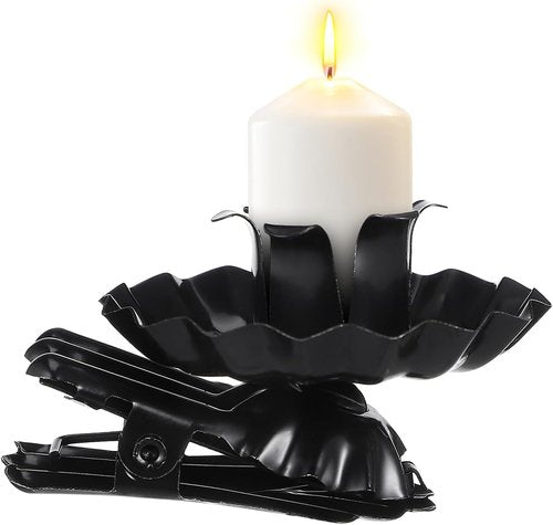 Angoily Black Iron Candle Clips - 20 C-Shaped Holders for Secure Christmas Table Decoration | 2.04 x 1.65 x 1.25 Inch