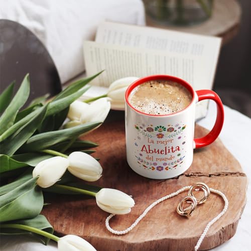 Abuela Gifts 11oz Coffee Mug Red & White – La Mejor Abuelita Del Mundo