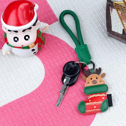 JASKFG Christmas Stocking with Reindeer Holiday Decor - Red & Green