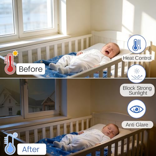 One Way Window Privacy Film - Black 17.5" x 78.7" - Heat Blocking, UV Protection, Static Cling
