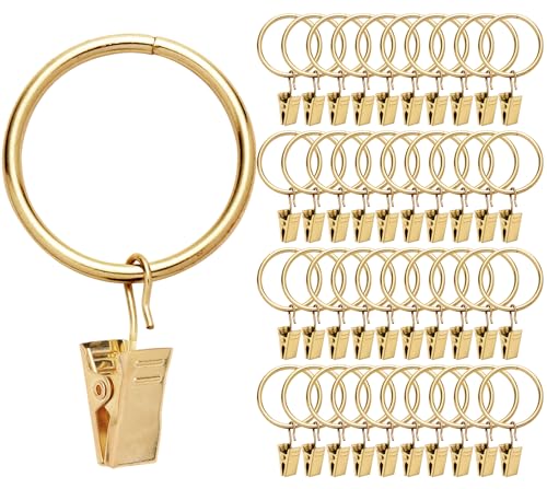 40 Pack Metal Curtain Rings with Clips, 1.25-Inch Heavy Duty Drapery Hangers