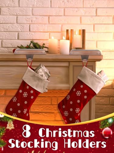 8 Pack Heavy Duty Christmas Stocking Holders for Mantel, Red Bronze Hooks