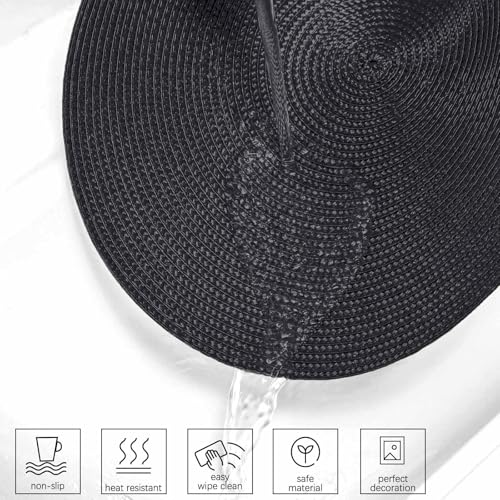 Set of 4 Round Woven Placemats, 15-Inch Heat Resistant Washable Table Mats
