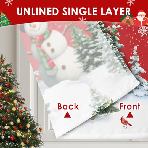 Arttown 2 Pack Christmas Kitchen Curtains 36 in - Winter Snowman