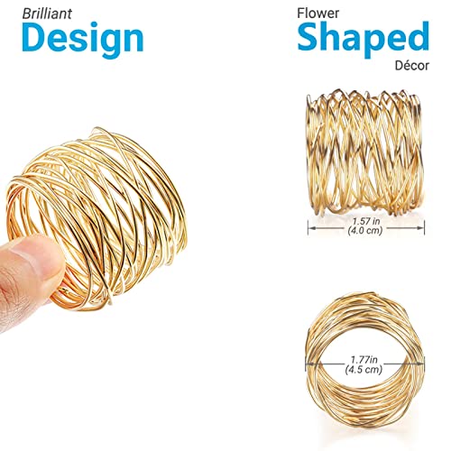 Gold Twisted Wire Mesh Napkin Rings Holders Set of 12 for Dinner Parties & Weddings