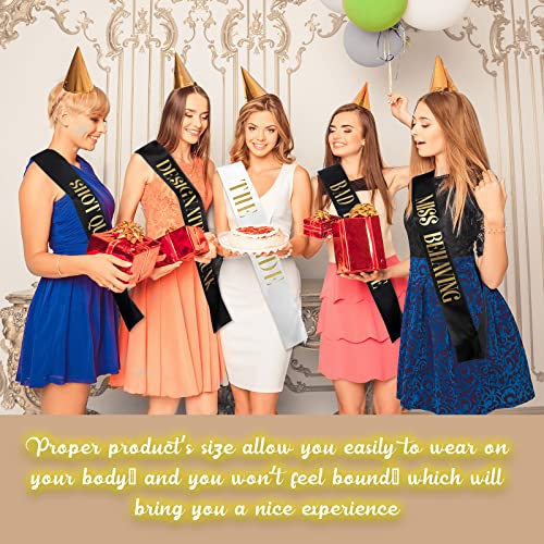 10-Pack Bride and Bridesmaid Satin Sash Set for Bridal Shower Party