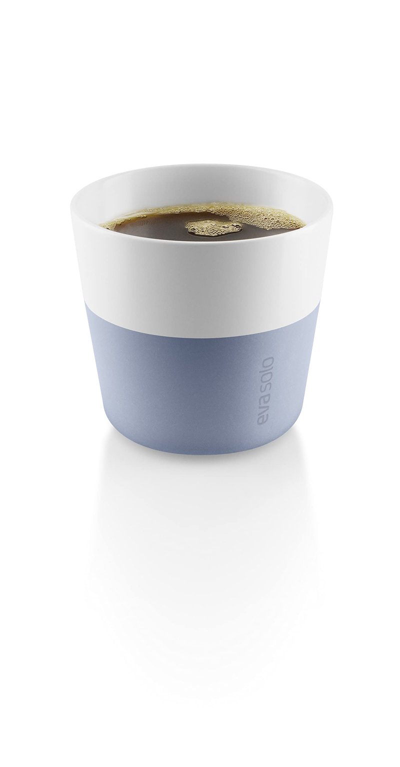 Eva Solo | 2 Cafe Latte Tumbler Mugs | 12 oz Porcelain Coffee Cup Tumblers with Silicone-coated Grip | Dishwasher Safe | Danish Design, Functionality & Quality | Blue sky