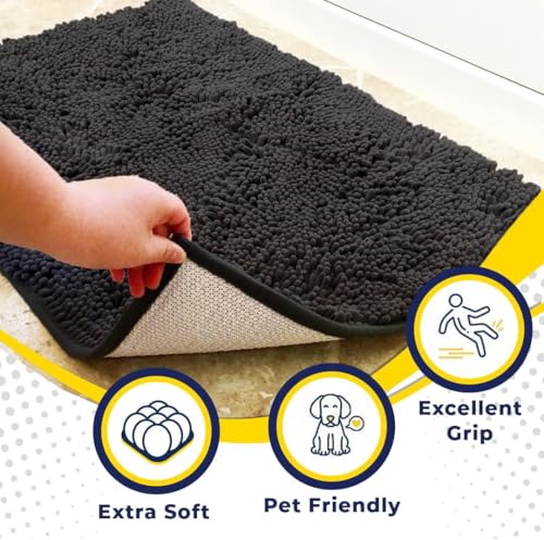 Muddy Mat Super Absorbent Door Mat Indoor Microfiber Chenille Charcoal 18"x28"
