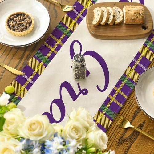 Artoid Mode Iris Stripes Mardi Gras Table Runner 13x36 Inch Holiday Decor