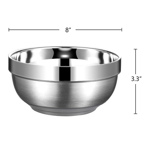 Yanglonghui Heat Insulated Stainless Steel Bowls, SUS 304, Double Walled Multipurpose, Perfect Snack Bowls for Serving Ice Cream or Hot Soup, Cereal, Rice, Noodles, Salad (2, 50 ounces)