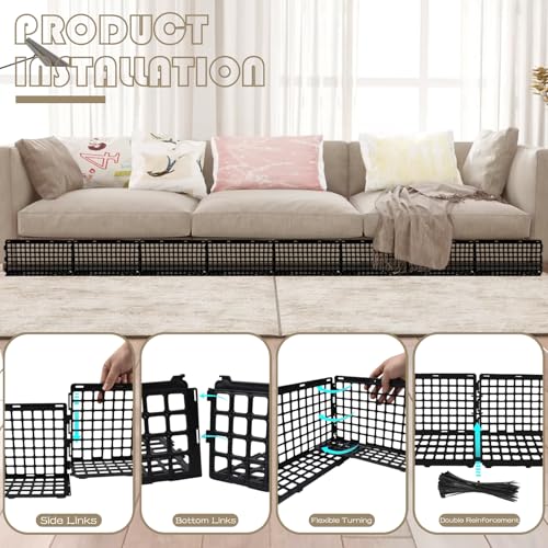 12-Piece Under Couch Blocker for Pets - Adjustable Under Bed Barrier