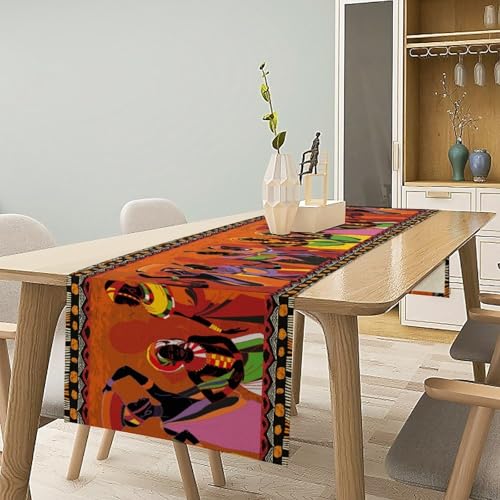 DKMQQUL African Table Runner 13x36 Inch Retro Black Women Tribal Decor Kwanzaa