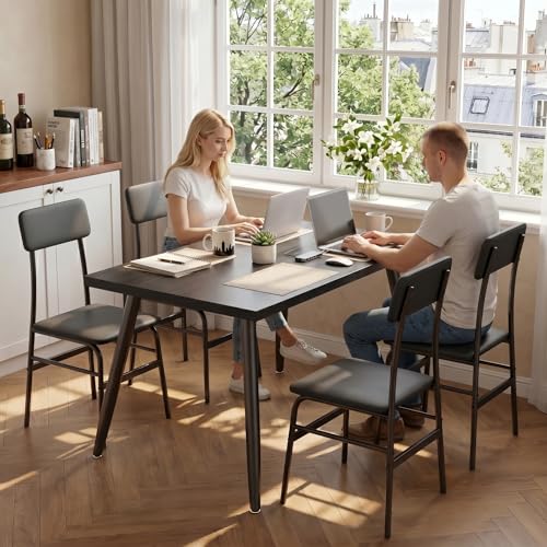 5-Piece Dining Table Set for 4, Modern Kitchen Table with Upholstered Chairs