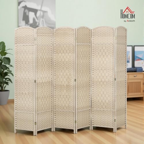 6-Panel Freestanding Room Divider, 6 Ft Foldable Privacy Screen, Washed Oak