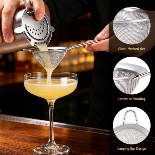 Yoption 5-Piece Cocktail Strainer Set Stainless Steel Bar Tools for Bartending