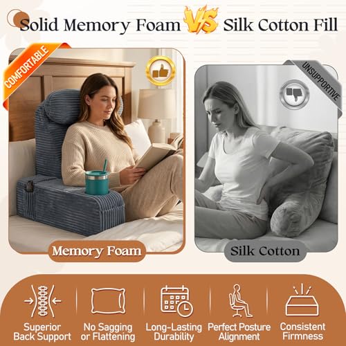 Adjustable Backrest Pillow with Cup Holder & Phone Pocket