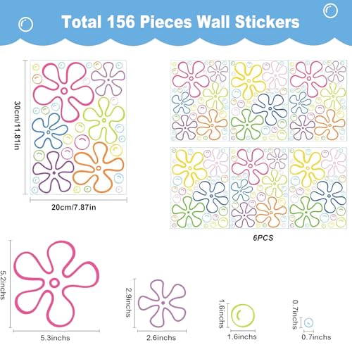 156PCS Under The Sea Wall Decals – Removable Ocean Bubble & Flower Stickers