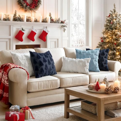 MIULEE 18x18 Navy Blue Christmas Pillow Covers Set of 2 Holiday Decor