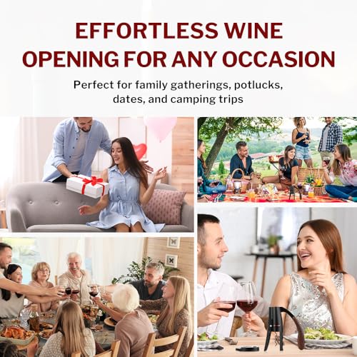 Forge Black Vertical Lever Corkscrew Wine Opener with Foil Cutter – Battery-Free