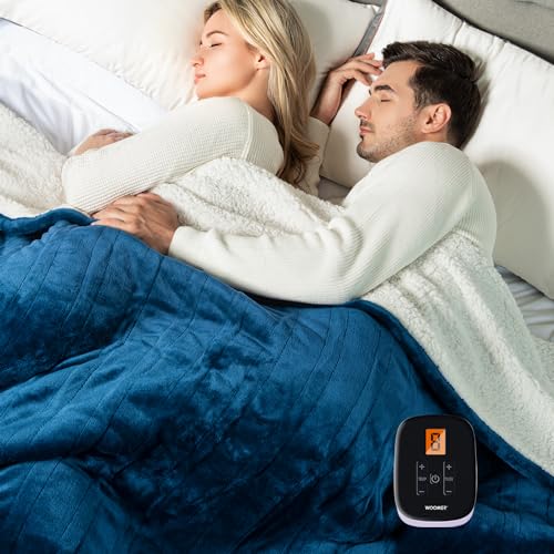 Twin Size Electric Heated Blanket, Flannel and Sherpa Throw with 10 Heat Levels