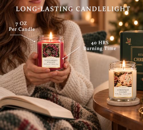 ECLAVIOS Holiday Christmas Scented Candle Gift Set - 4 Pack, Winter Scents