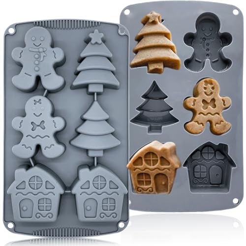 Christmas Silicone Mold 6 Cavities Baking Cake Soap Candy Gingerbread Tree