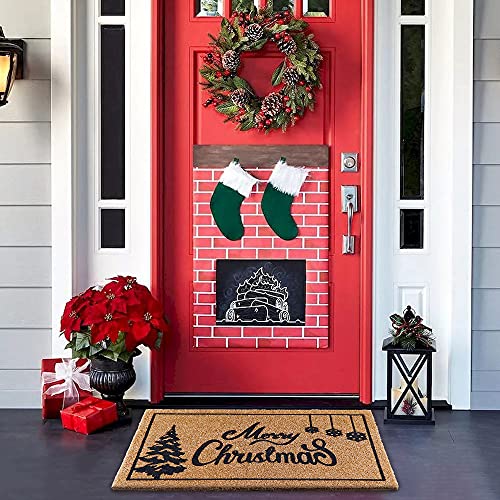 OurWarm Christmas Door Mat Outdoor 30x17 Inch Coir Welcome Doormat - Festive Holiday Entryway Decor