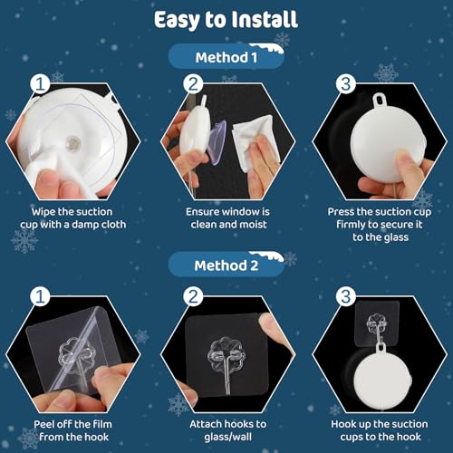 Lewondr 3-Pack Christmas Snowflake Window Lights with White LEDs & Timer