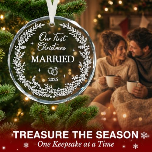 WITTSPOT Our First Christmas Married 2026 Ornament – Just Married Mr & Mrs Glass Keepsake