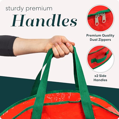 Christmas Wreath Storage Bag 2-Pack Durable Tarp Material 30-Inch