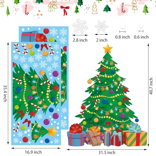 Augisteen Reusable 2-Piece Christmas Tree & Snowflake Window Clings - Large Holiday Decals for Glass & Home Decor