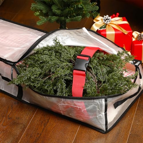 Amylove Red Christmas Tree Cinch Straps Set - 78.7 Inch Buckles, 8 Pack