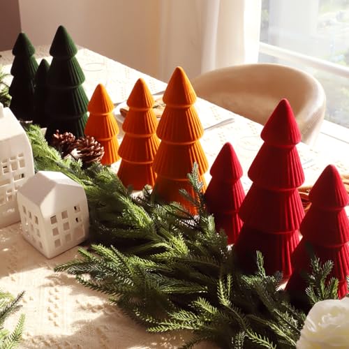 MOREDOTS Velvet Christmas Trees Set of 3 Indoor Holiday Decor - Modern Cone Design
