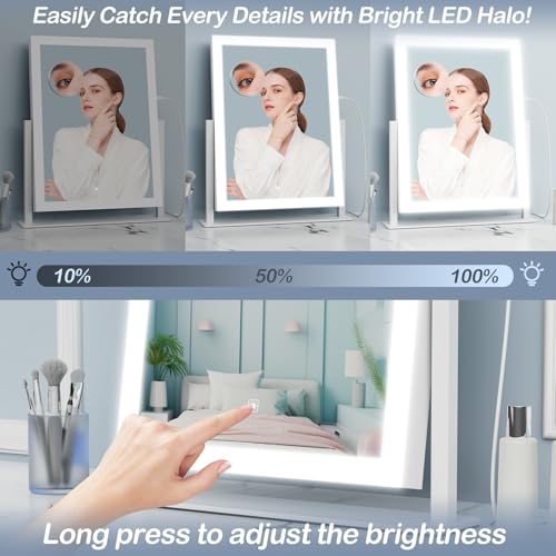 Hollywood Lighted Makeup Mirror with 3 Color Modes & Smart Touch, 17.2x13.6"