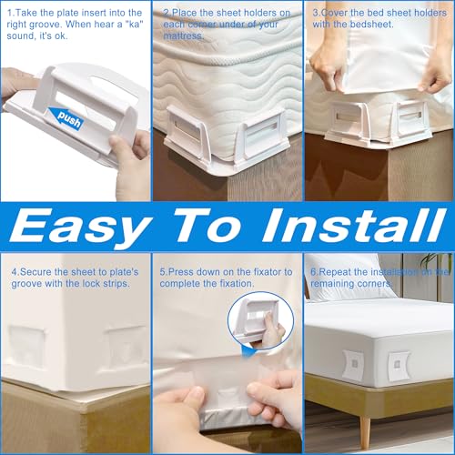 Bed Sheet Holders for Corners - Secure Fitted Sheet Clips (4 Pcs)