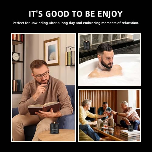 Men's Scented Candle Gift Set - 4 Pack Soy Wax Aromatherapy Candles (200 Hr)